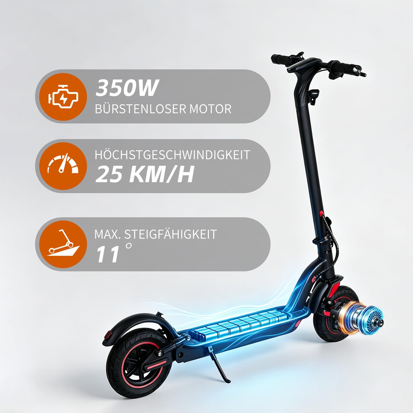 Trottinette Électrique pour Adultes, Moteur 350W, Autonomie 25–30 km, Batterie 36V 10,4Ah, Double Frein et Double Amortissement, Écran LED avec APP, Trottinette Pliable