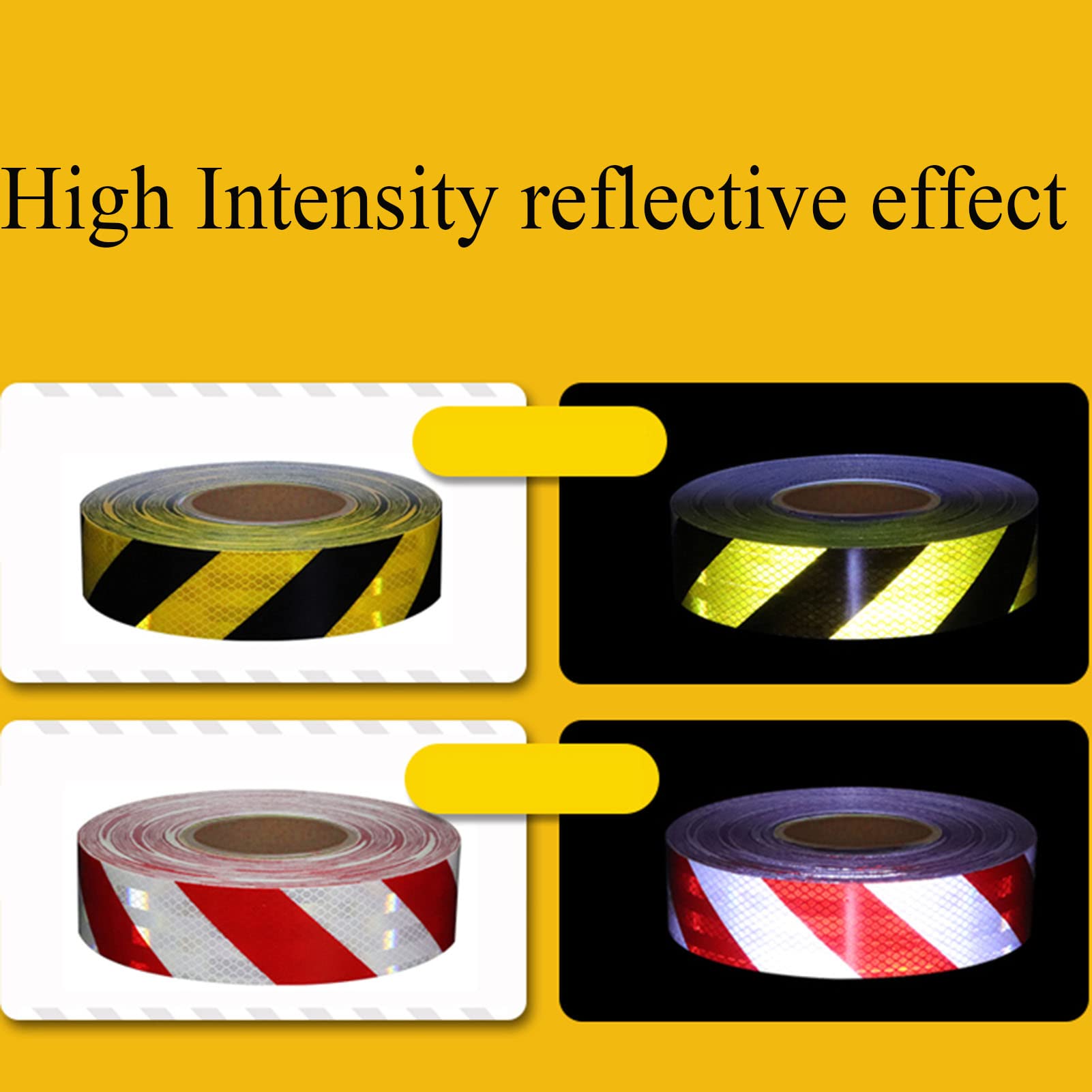 Cinta de señalización de peligro, Cinta Reflectante de Advertencia Sarga Autoadhesiva Multicolor 10 cm x 20 m(Black+yellow)