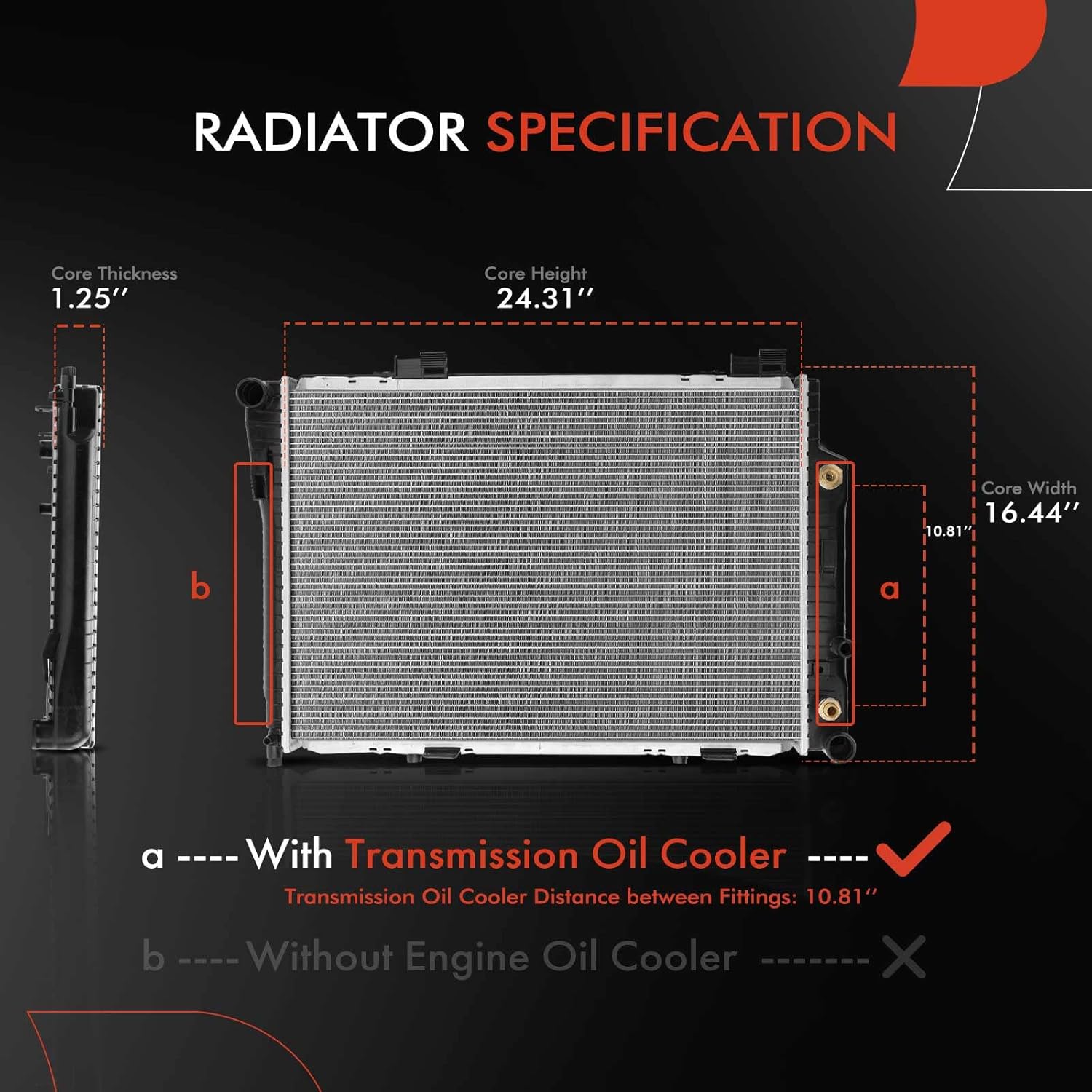 A-Premium Engine Coolant Radiator with Transmission Oil Cooler Compatible with Mercedes-Benz C220 1994-1996 C230 1997-1998 CLK320 1998-2003, Automatic Transmission, Replace# 2025002203