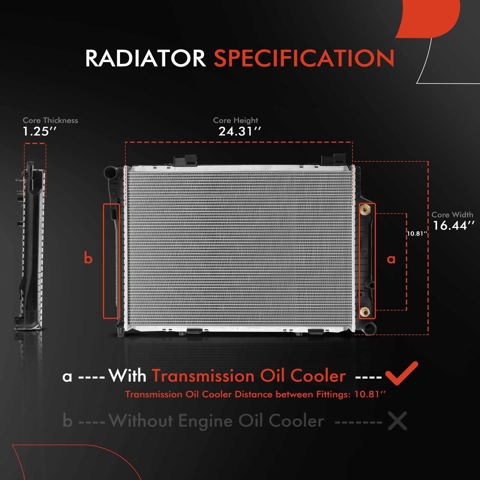 A-Premium Engine Coolant Radiator Assembly With Transmission Oil Cooler Compatible With Mercedes-Benz Models - C300 08-14, C350 10-15, E350 10-14, E400 13-17, E550 10-17, GLK350 10-15, Radiators - Canada - View #7