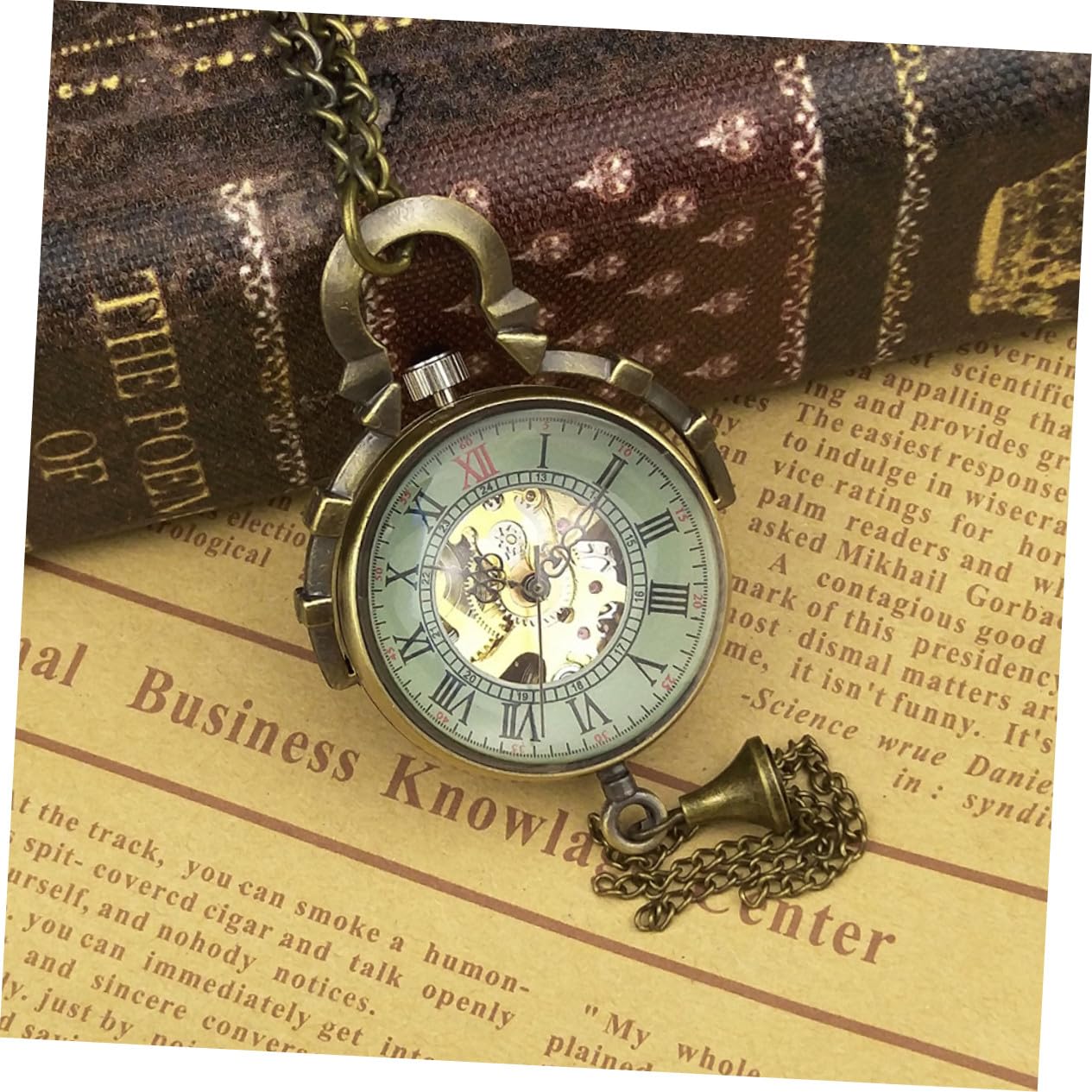 Reloj de Bolsillo Colgante Mecánico Esférico de Aleación y Vidrio