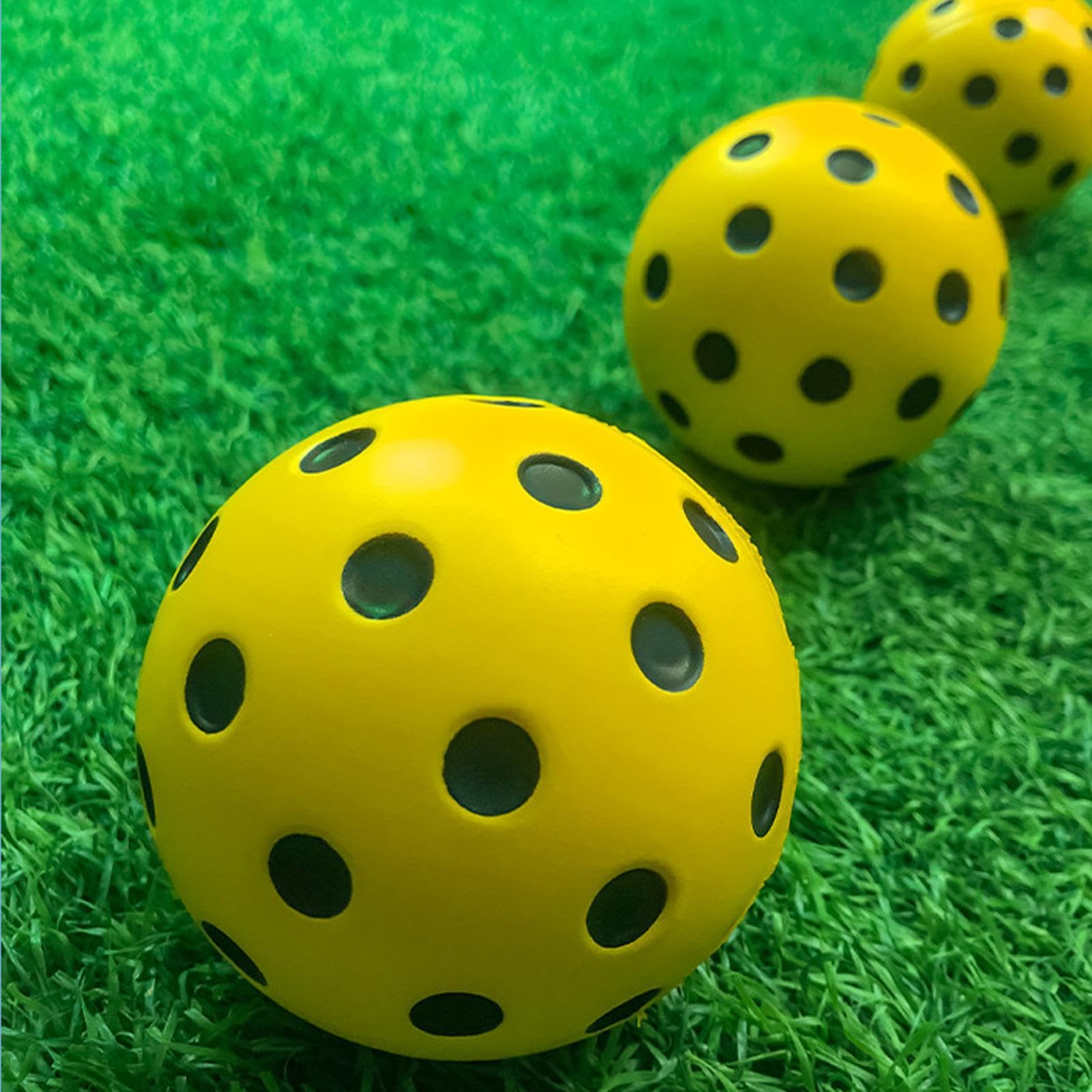 Set di 3 palline da pickleball silenziose in schiuma, silenziose, per esercitarsi, 74 mm, per riscaldarsi, silenziose e silenziose