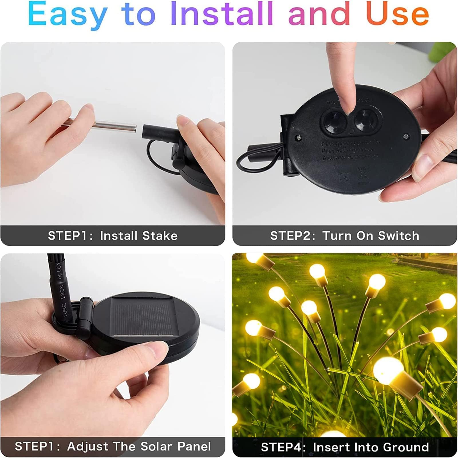 Solar-Außenleuchten für Gartendekorationen, 80 LEDs, verbesserte Solar-Lichter, Glühwürmchen-Lichter (durch Wind), Solarleuchten für den Außenbereich, wasserdicht, für den Außenbereich, Weg, Terrasse,