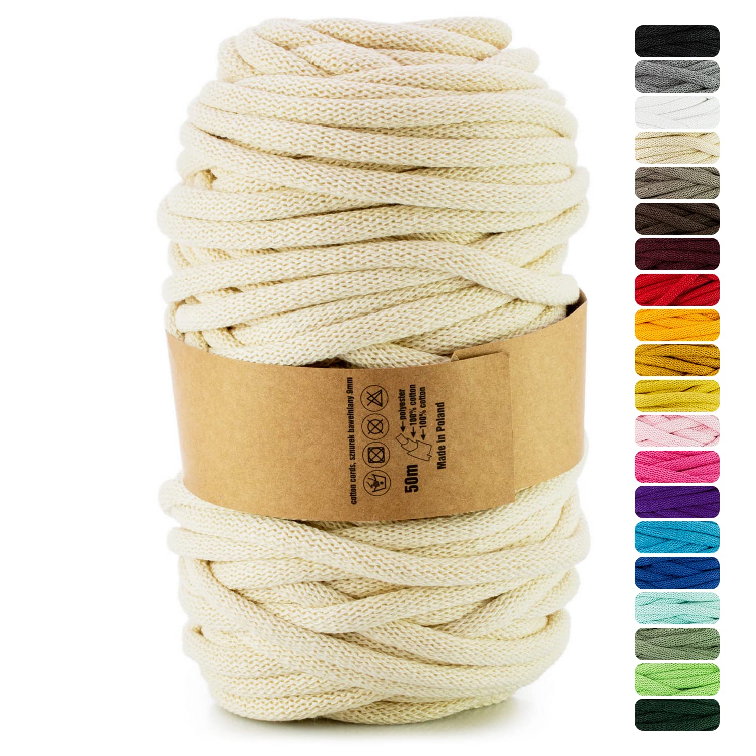 Netuno 1x Makramee-Garn Elfenbein mm 50 m Baumwollkordel mit  Polyesterkern Kordel aus Baumwolle Kordelband Baumwollgarn für Makramee  Basteln Garn