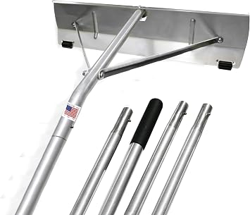 USA-Made Snow Roof Rake with Shingle Saver Rollers 20 Foot