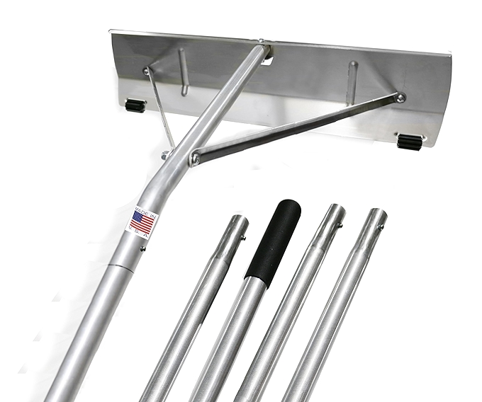 美国制造雪屋顶铲 - 21英尺，配有防瓦片滚轮