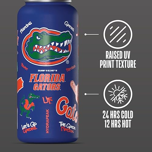 Miniatura 5 de Hydrapeak Botella de agua activa con licencia oficial de Florida Gators de 32 onzas con tapa con pajilla, reutilizable, acero inoxidable,