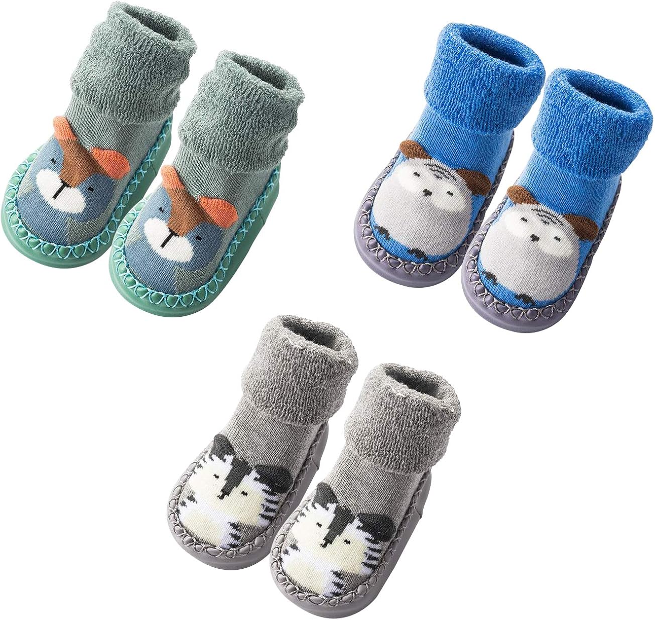  | Infant Baby Boy Girls Toddlers Moccasins Non-Skid Indoor Slipper Shoes Socks Booties with Grips | Slippers