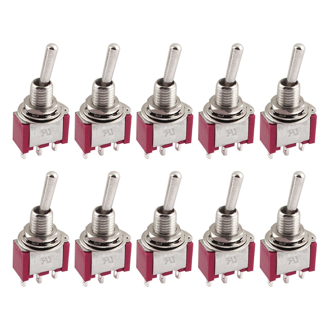 uxcell 10 Pcs Power Control Red Metal Toggle Switch AC120V/5A SPDT ON/Off/ON
