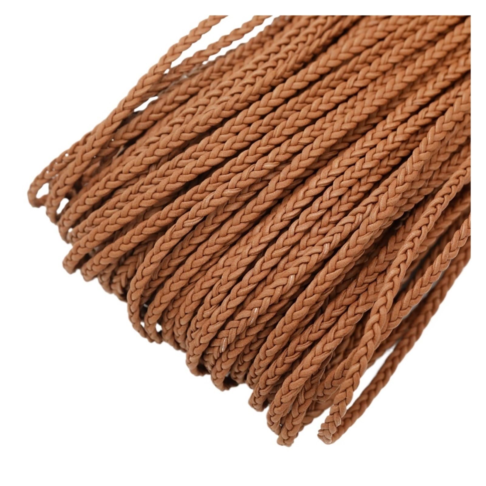 Genuine Braided Leather Cord 2meters 4mm Flat Braided Leather Bracelet Findings Cord String Rope DIY Necklace Making(Brown)