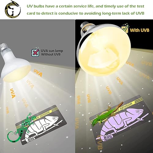 Miniatura 6 de Paquete de 5 tarjetas con sensor de prueba UVB rápida, probador reutilizable UVB para reptiles, bombilla de calefacción, indicador de tarjeta UVB