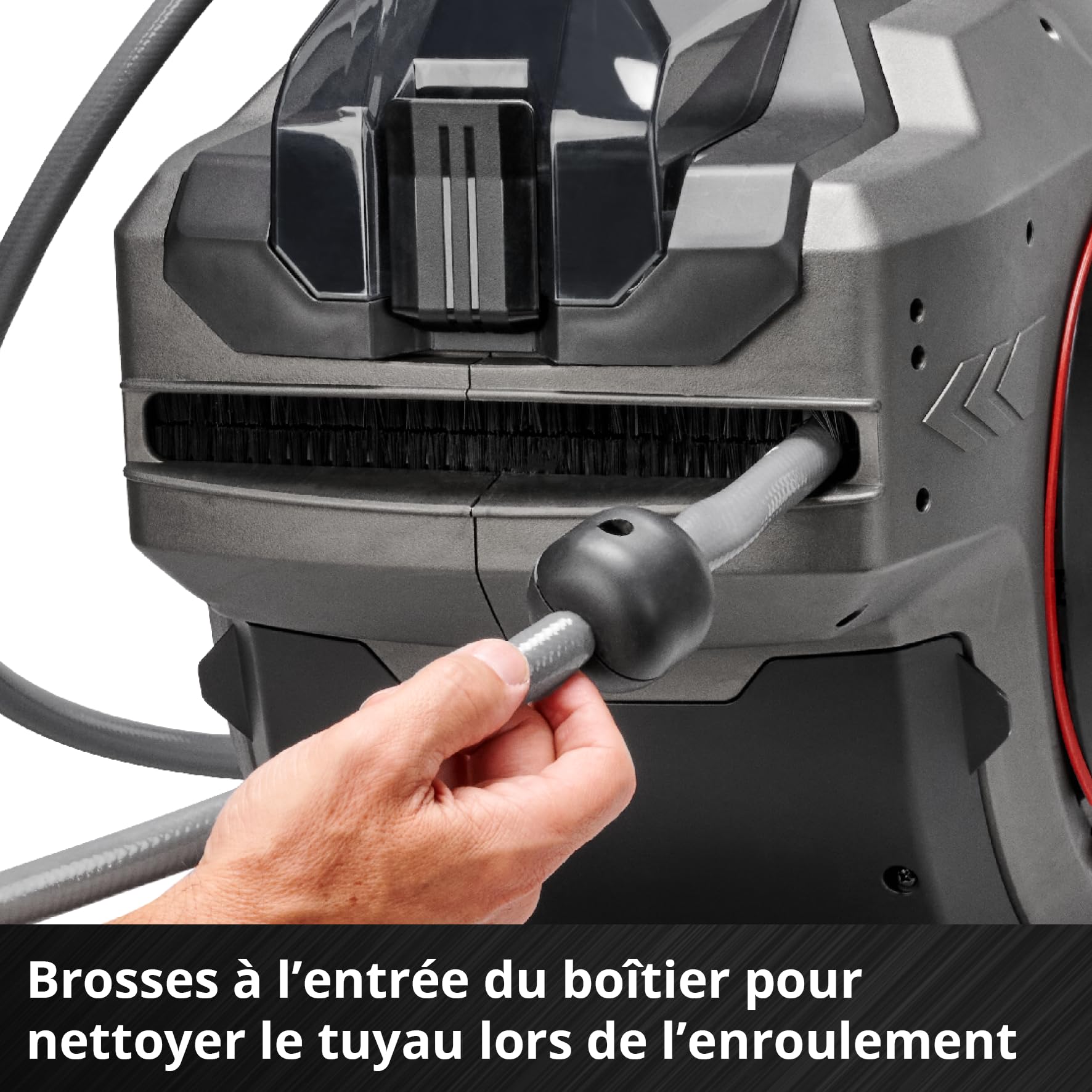 Enrouleur de tuyau sans fil Einhell GE-HR 18/30-1 Li-Solo | PXC | 18 V | enroulement automatique du tuyau | pivotant à 180° | support mural | tuyau de 30 m | pulvérisateur de jardin