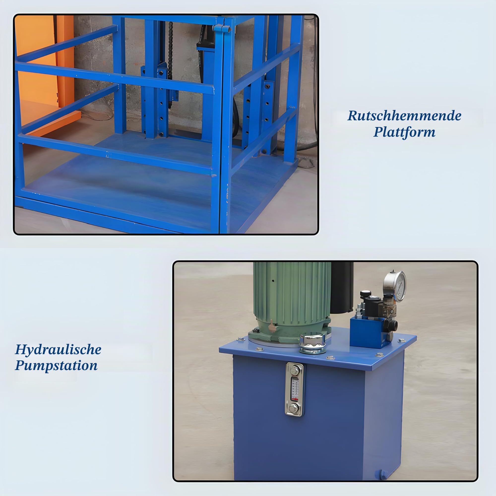 1 Tonne Elektrischer Hydraulischer Frachtlift für Lager & Fabrik - Hochbelastbare Stahl-Vertikal-Hebebühne mit Überlastschutz & Notabstiegsfunktion (3 Meter)