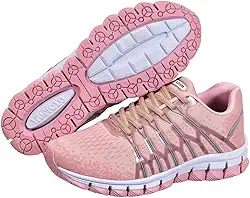 Tênis Esportivo Feminino, Preto e Rosa, Solado Flexível, Running e Caminhada mega oly