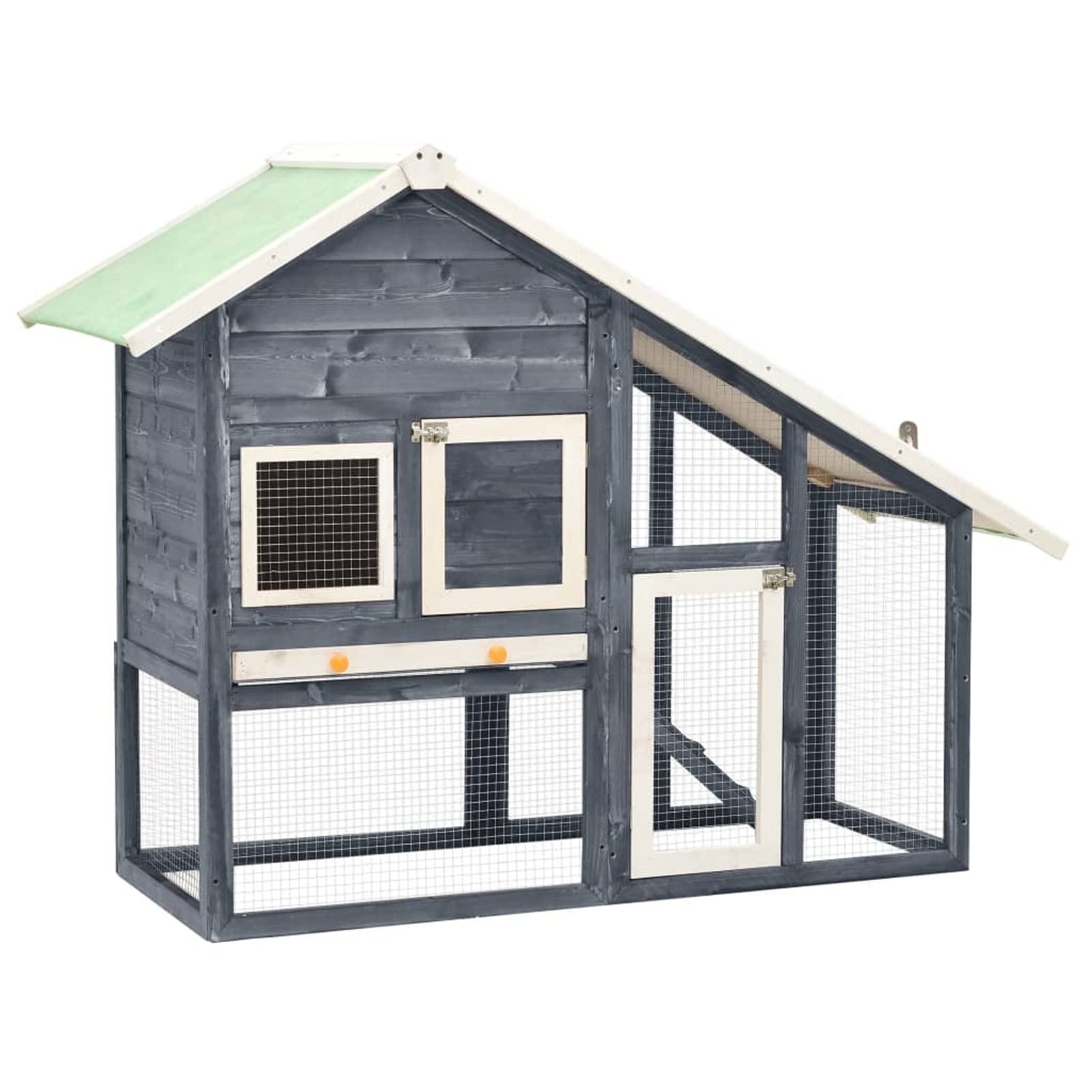 Conejera, XIAOGUANG Jaula Cobaya, Jaulas para Conejos, Jaula Hamster, Casa Conejo, Casita Conejo, Nido Conejo, de Madera Maciza de Abeto Gris y Blanco 140x63x120 cm