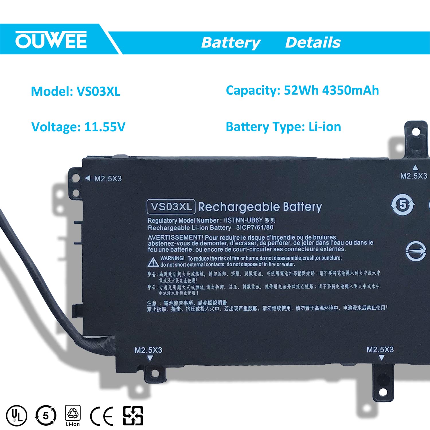Amazon.com: OUWEE VS03XL Laptop Battery Compatible with HP Envy 15