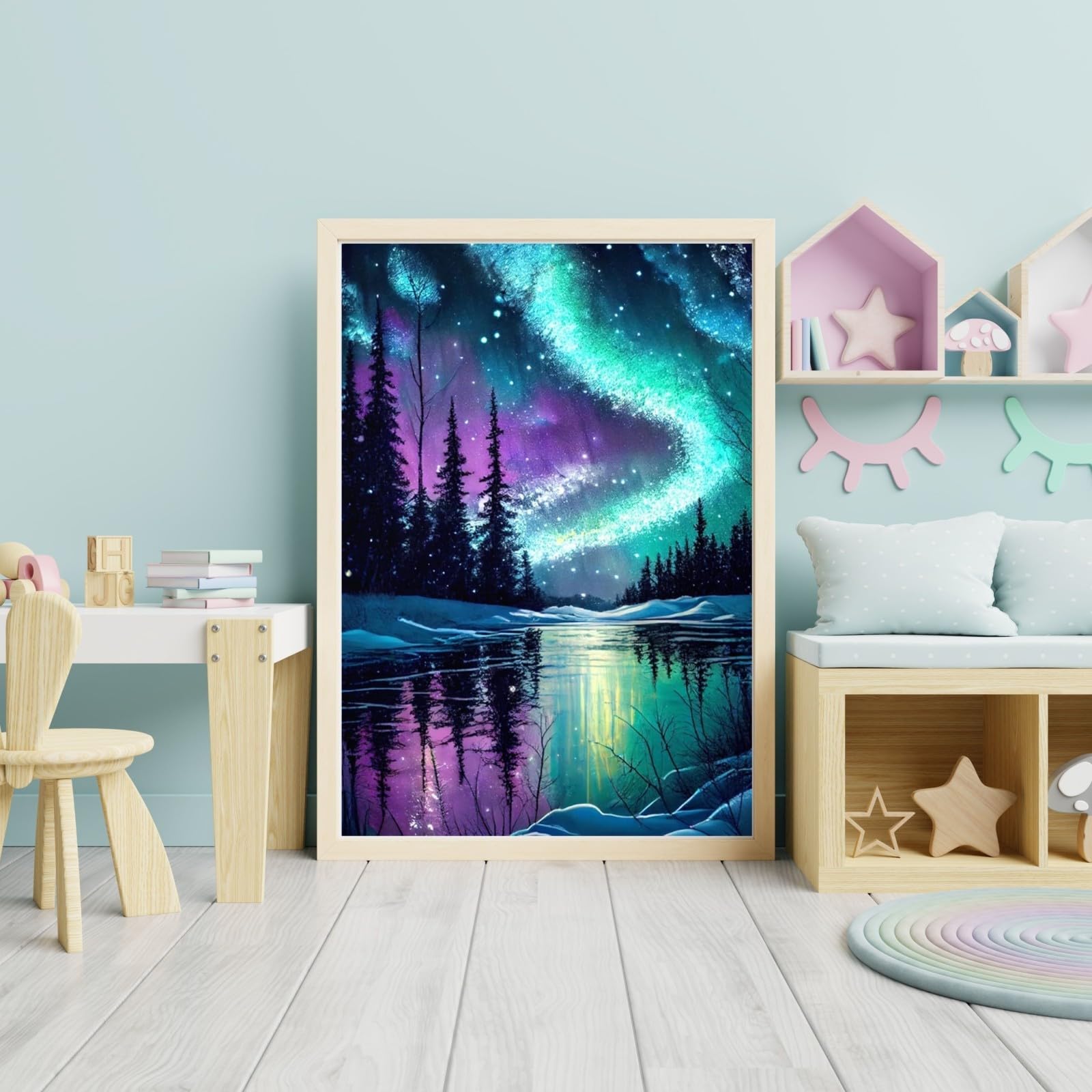 HKLIOPU Cross Stitch Kits for Adults-Night Sky Meteor Aurora,11CT Printed Cross Stitch Kits,Stamped Embroidery Kits for Adults Wall Art Home Decoration 12x16inch (LZ144) - Image 3