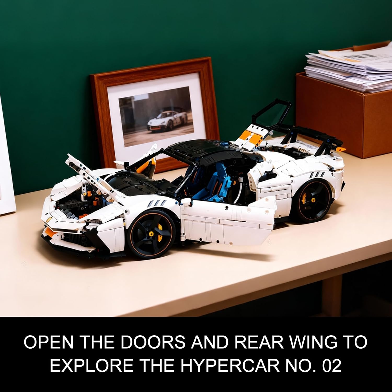 Hypercar No. 02 Model Car Kit, Building Set for Adults, Collectible 1:8 Scale Sports Car Advanced Vehicle MOC Replica, with Realistic Features to Build and Display, Gift for Birthdays