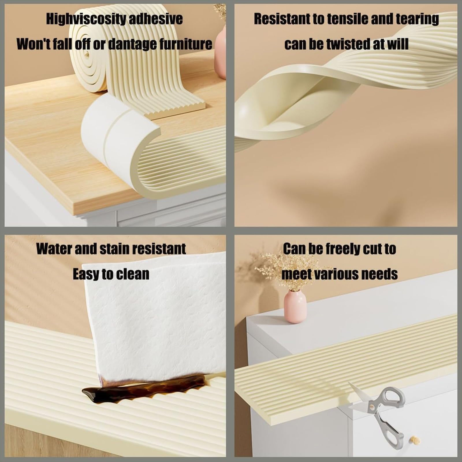 Générique Protecteurs De Bords Et D'Angles Doux Et Extra-Larges Multifonctionnel Bandes De SéCurité en Mousse Anti-Collision Auto-AdhéSives Pare-Chocs for Enfants Protections De Meubles,01,5m