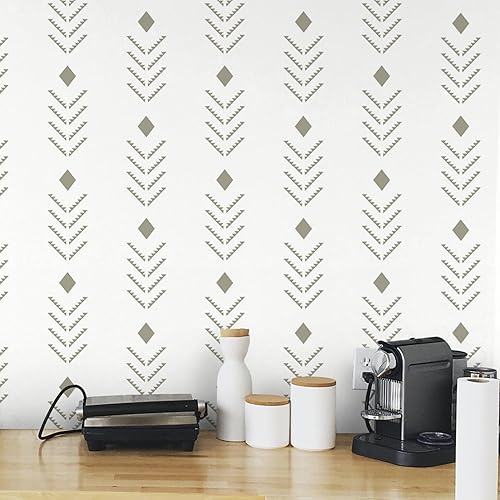 Ismoon Papel tapiz geométrico para despegar y pegar, estilo bohemio, moderno, papel de pared de espiga para despegar y pegar, 16.1 x 78.7 pulgadas,