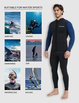 Lemorecn Wetsuit Top Men, 3mm Wetsuits Jacket Long Sleeve Neoprene Tops