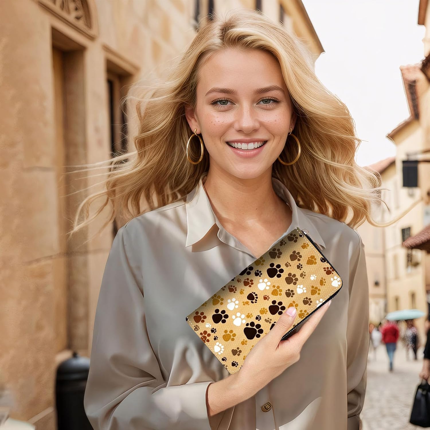 Bxgolkgd Womens Wallet, RFID Blocking Leather Wallet,Large Capacity Wallet Credit Card Holder PU Leather Ladies Clutch with Zipper Coin Pocket - Dog Paw Print - Image 6