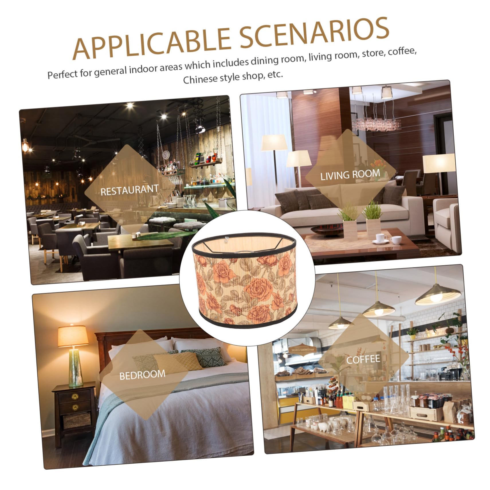 Pantalla de Lámpara de Bambú Cubierta Decorativa para Techo Luz Suave Estilo Retro y Diseño Creativo