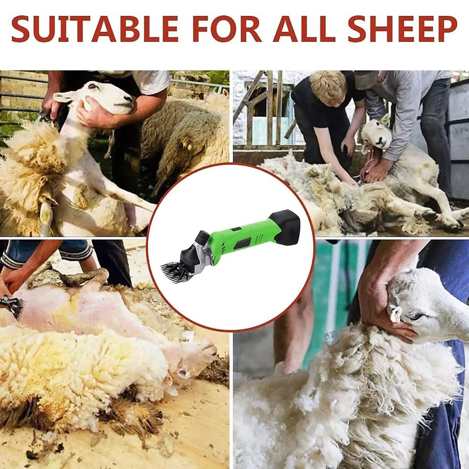 Tosatrici Elettriche per Pecore, Tosatrici per Pecore A Batteria da 200 W con 2 Batterie, Regolazione della Tensione della Lama, Cesoie per Lana Ricaricabili per Capre, Bovini E Altri Animali da