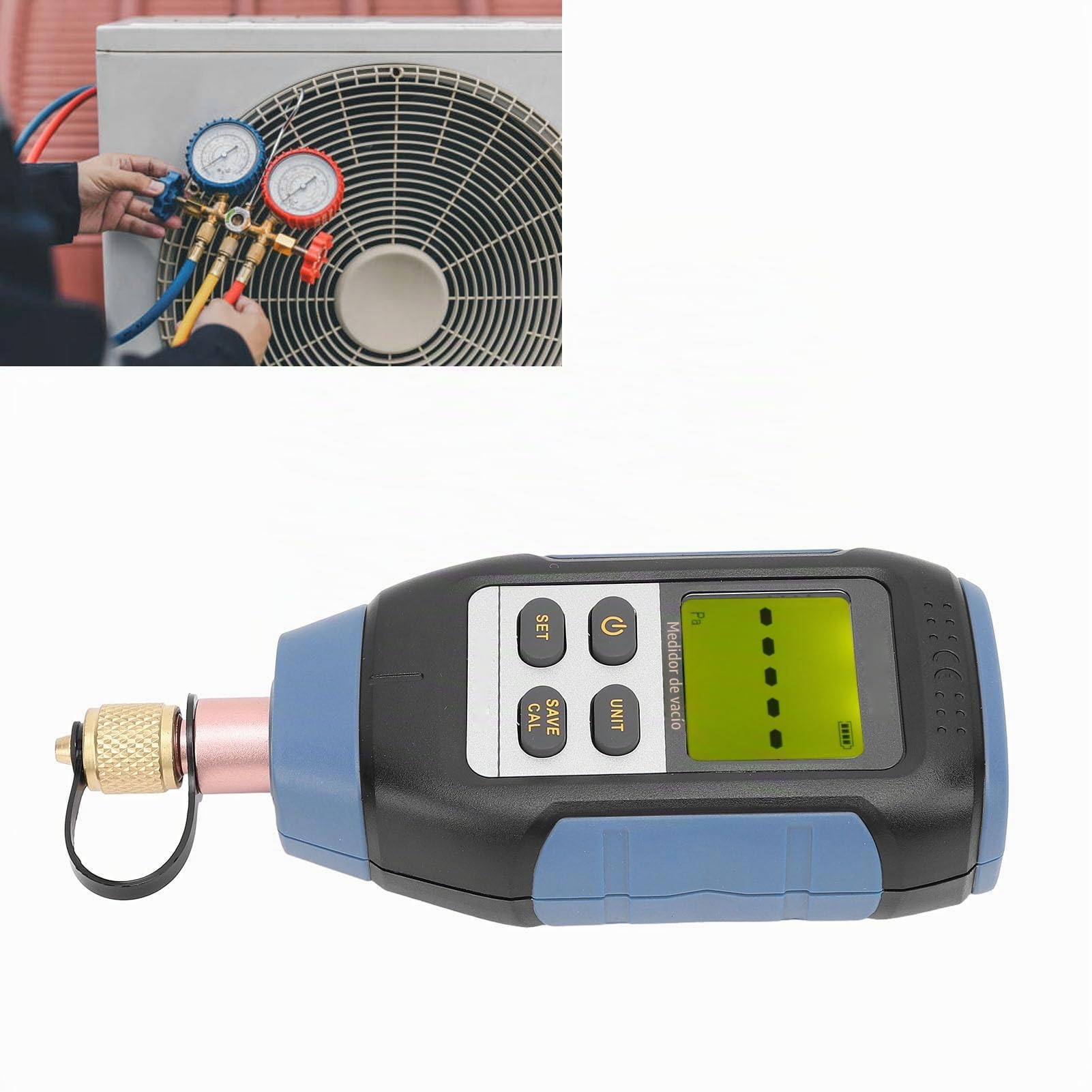 Medidor de Vacío Digital para HVAC 0-75000 Micrones con Pantalla LCD y Rango de 0,5 MPa Ideal para Instalación y Mantenimiento de Sistemas de Aire Acondicionado y Refrigeración