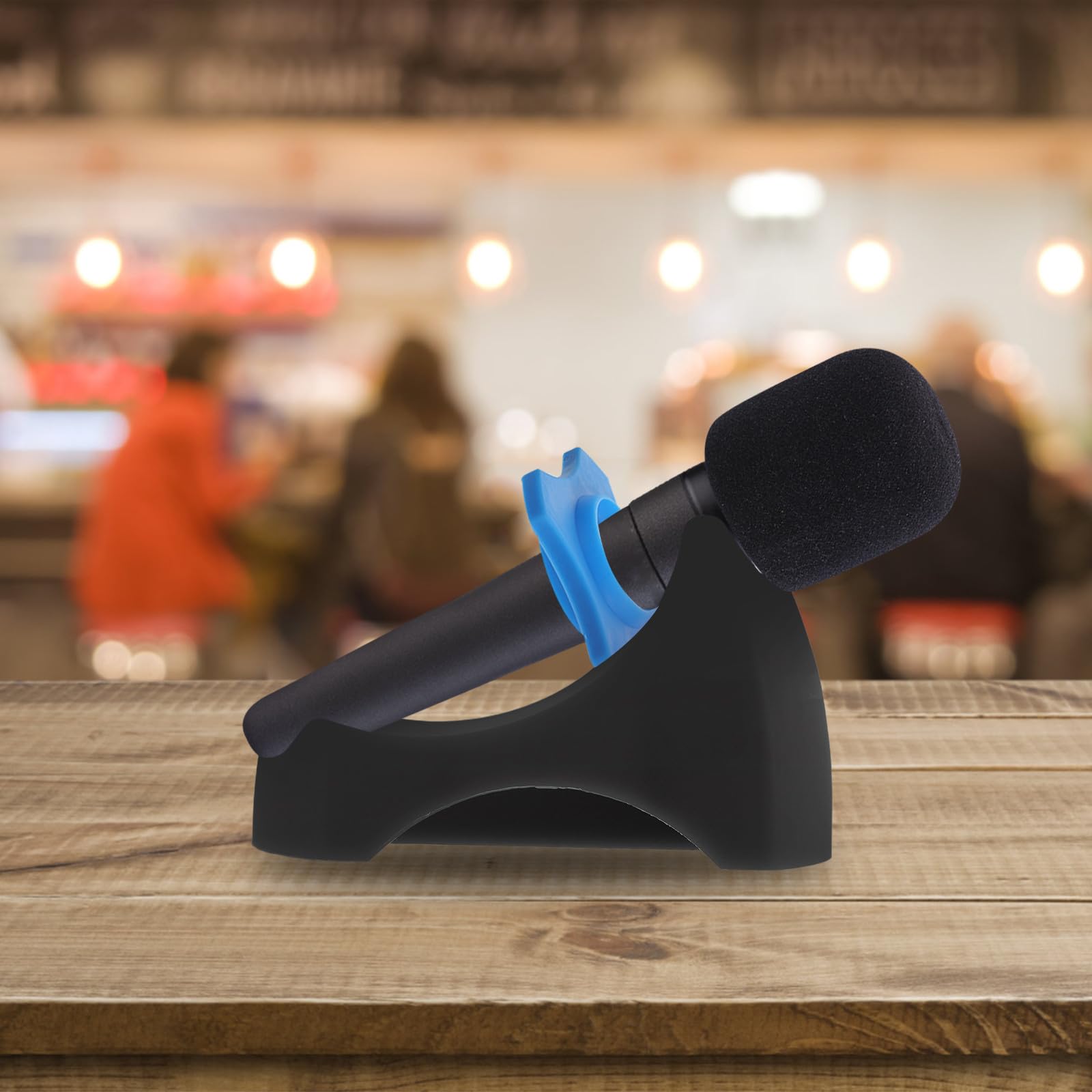 Supporto Microfono da Tavolo in Silicone Nero Antiurto | Base Stabile Antiscivolo, Adatta a Performance e Broadcasting, Formato Compatto per Ktv