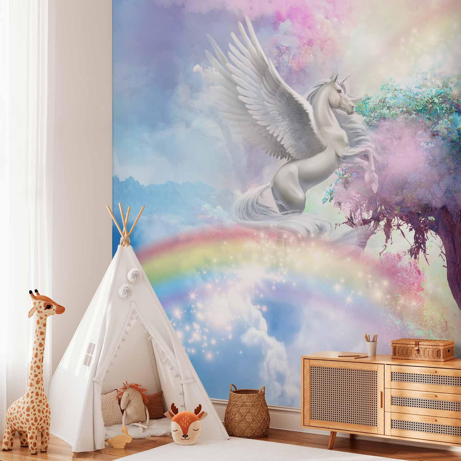murando - Carta da Parati Moderna per Cameretta, Unicorno, 400x280 cm