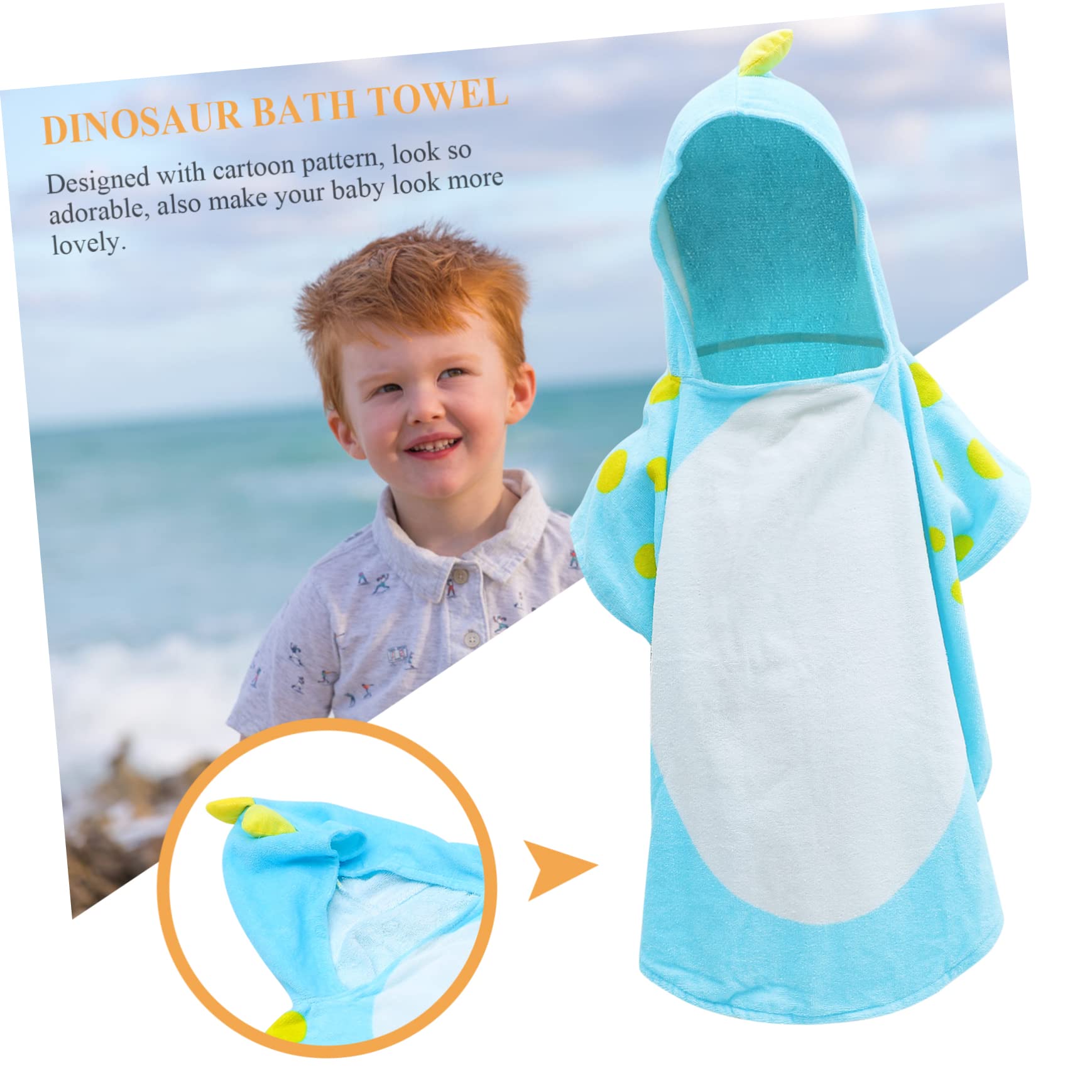 BESPORTBLE Dinosaure Serviette de Bain à Capuche Super Absorbante, Coton, pour Garçon et Filles, Bain Bébé