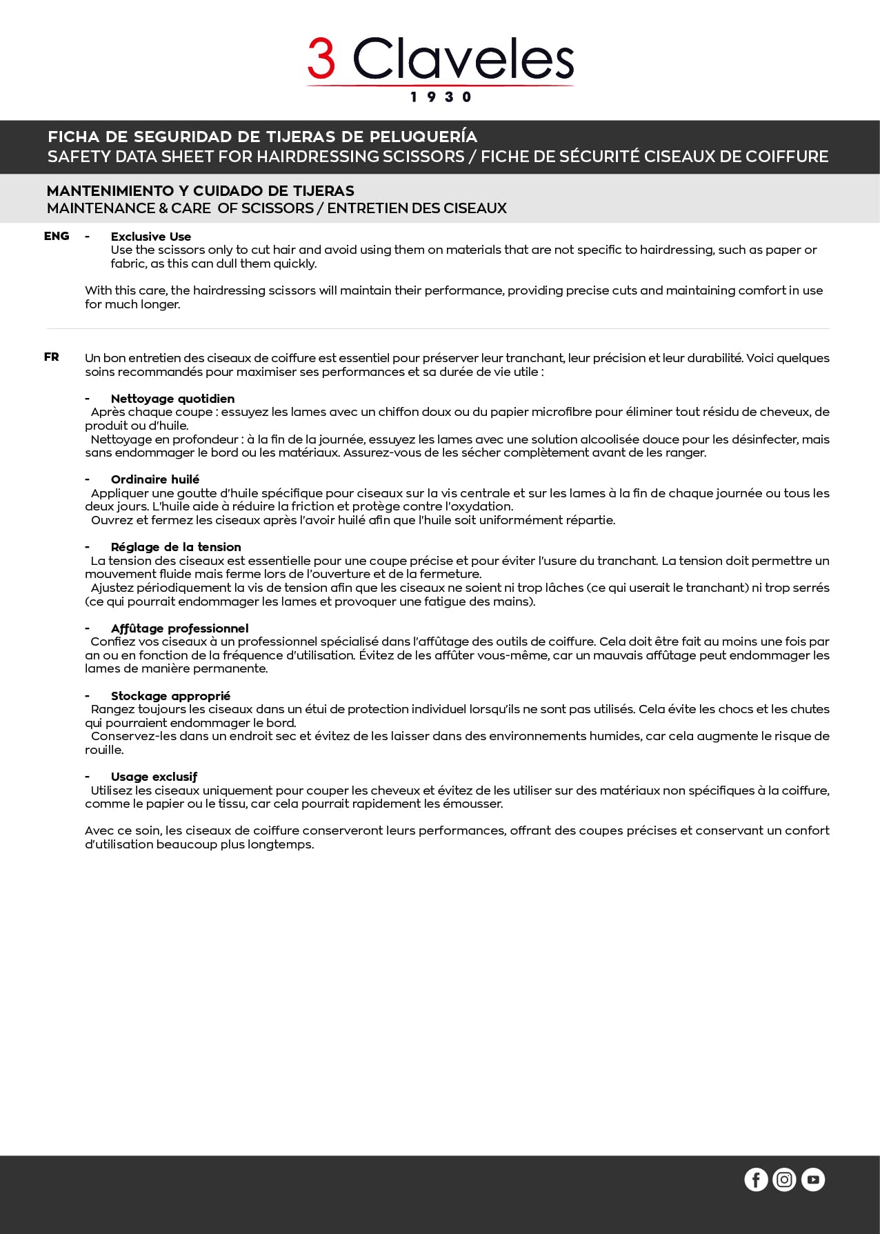 3 Claveles Azabache - Tijera de peluquería de esculpir ES28 dientes de 5.5", acero inoxidable, con apoya dedos, dedales simétricos Cranberry