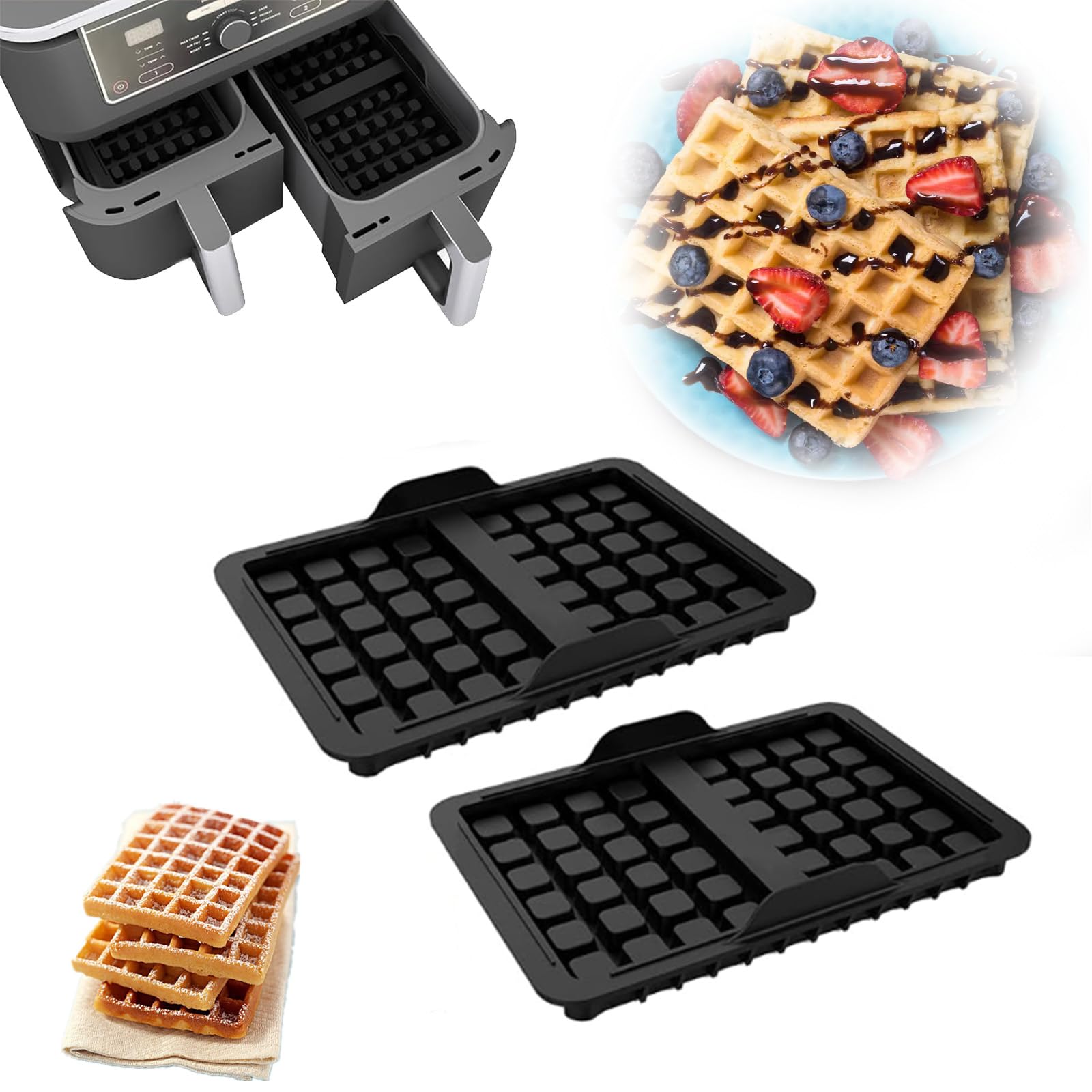 UNBOX 2 Pezzi Inserti Per Waffle In Silicone Per Airfryer – Adatti A Ninja AF400EU, AF451EU, SL400EU, AF500DE E Altri