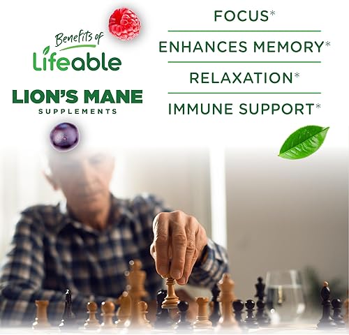 Miniatura 3 de Lifeable Gomitas de melena de león para adultos  Extracto de hongo de melena de león de gran sabor  Gomitas veganas, kosher, sin OMG  Suplemento de