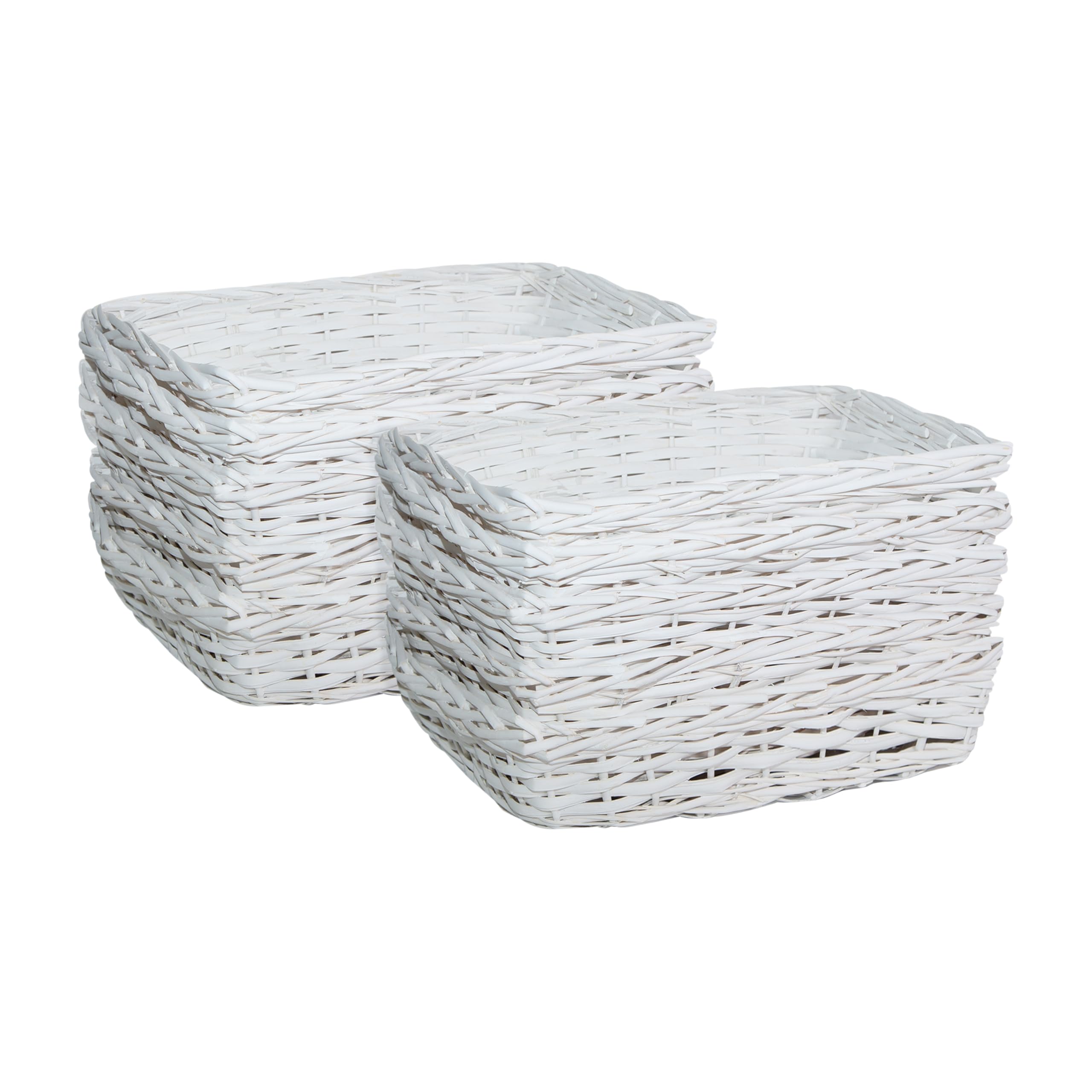 Wickerfield 10pcs Natural Wicker Hamper Basket Wicker Trays Gift Basket Retail Display Tray Christmas Hampers (White, Medium)