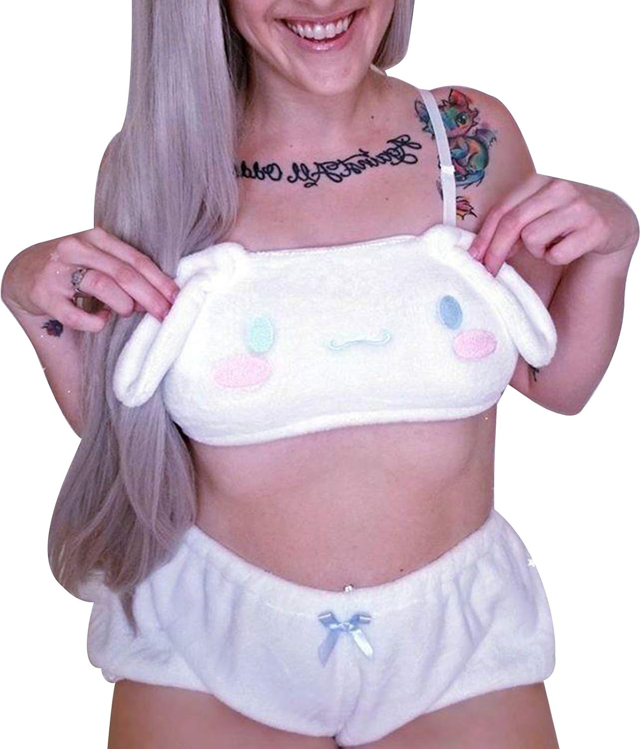Girls Women Cinnamoroll Anime Cute Pajamas Set Melody Kuromi Velvet Tube Top and Shorts Kawaii Cartoon Sleepwear Suits