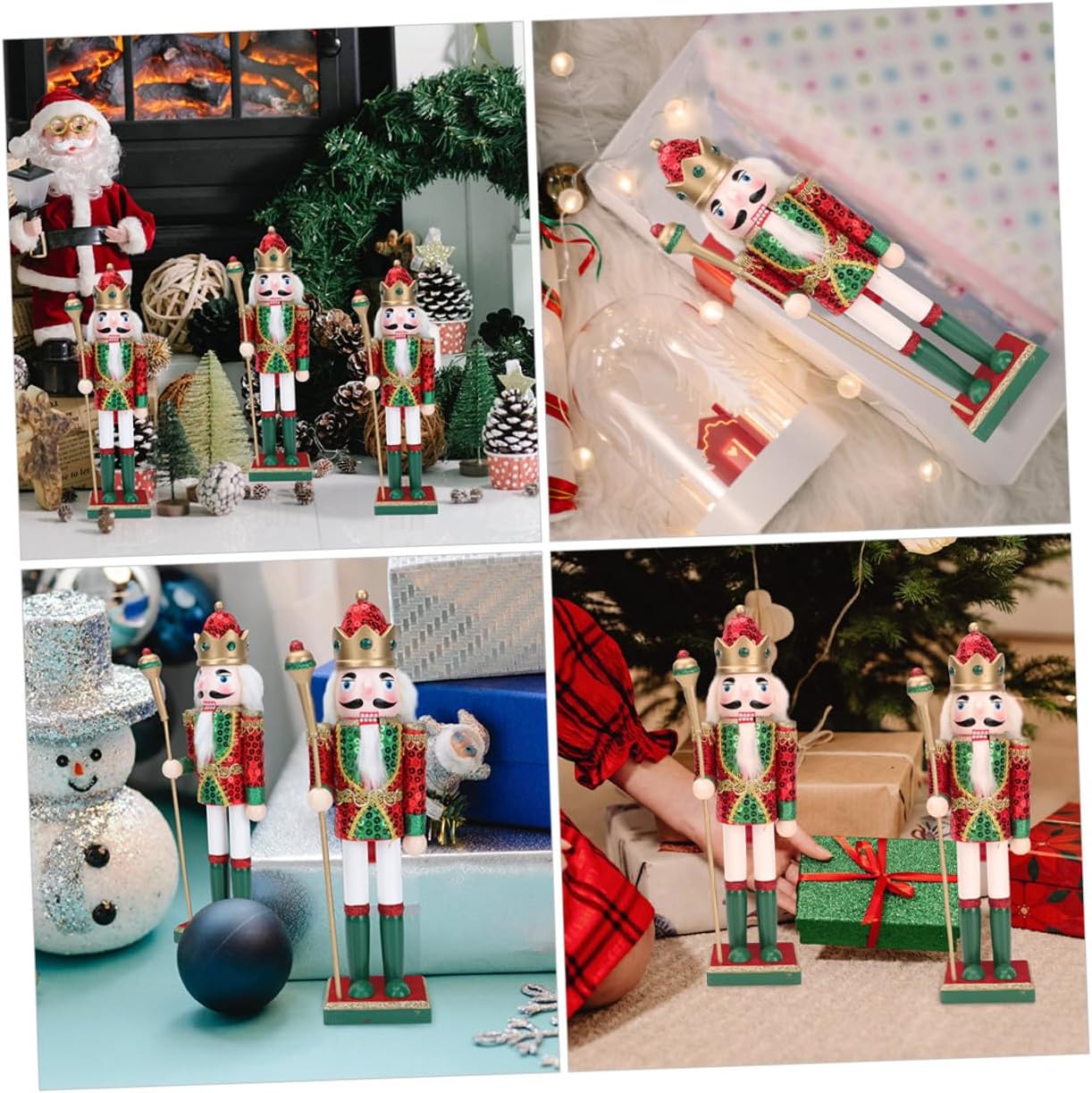 Christmas Nutcracker Figurine Wooden Nutcracker Guard Ornament Decoration for Holiday Home and Table Display