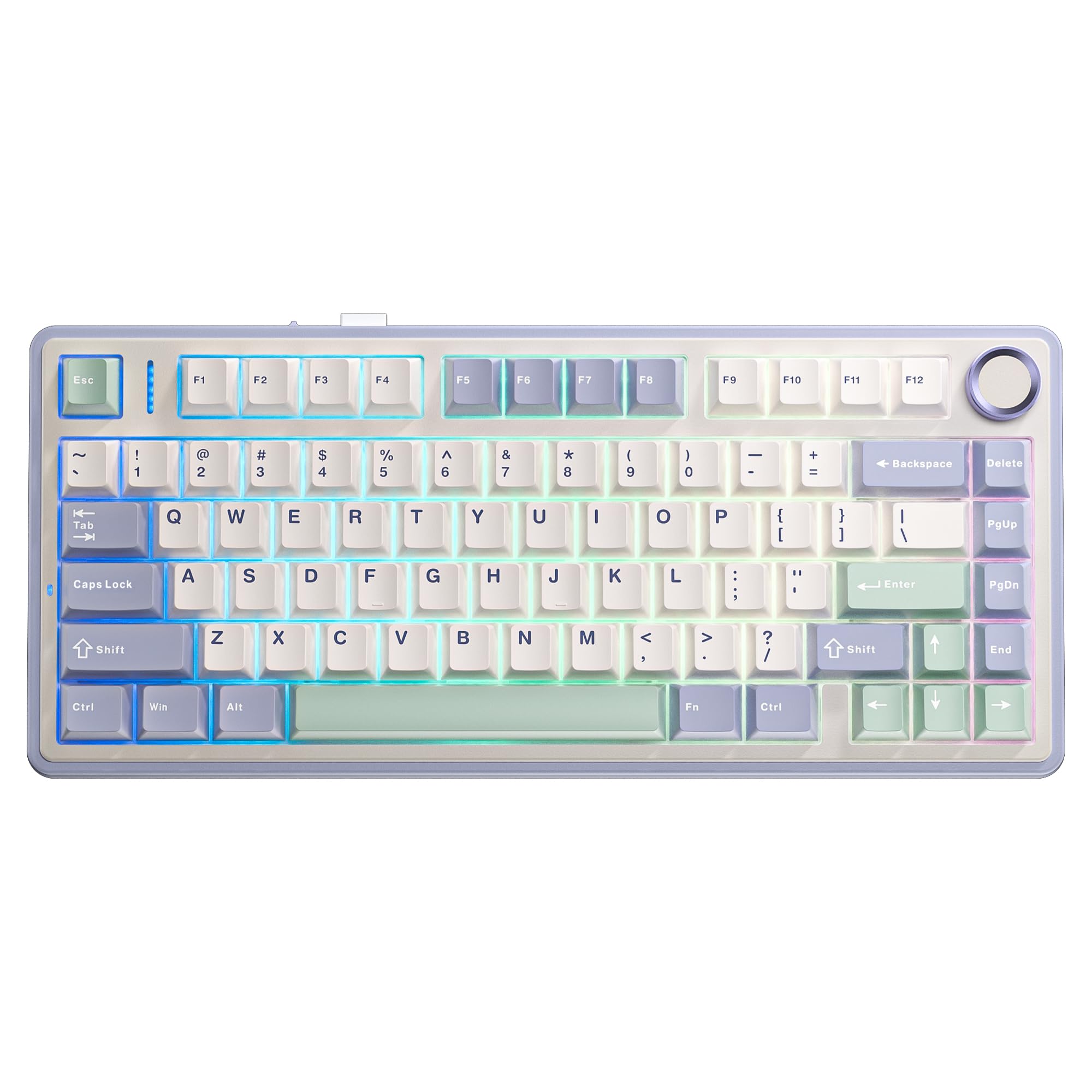 AULA F75 75% Wireless Mechanical Keyboard | Hot Swappable | Pre-lubed Linear Switches | RGB Backlit | 2.4GHz/Type-C/Bluetooth Gaming Keyboard (Sea Blue, Graywood Switch) — Amazon image 17