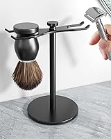 pickpiff Heavy Duty Black Safety Razor Stand & Brush Holder - Universal Fit for All Razors, 99% Brushes, Extra Wide Openings