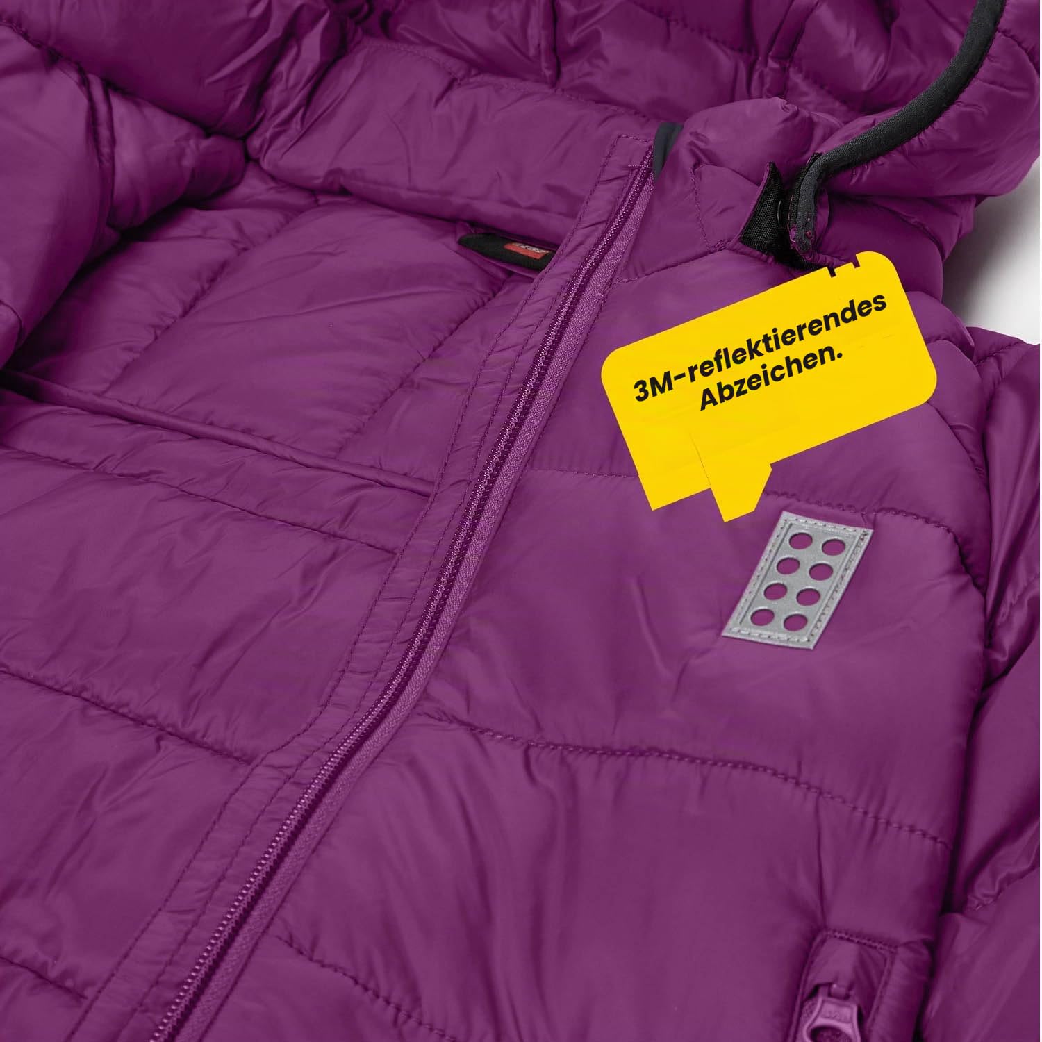 Kabooki LEGO® LWJAD 202 Leichte Steppjacke für Mädchen – Wasserabweisend & warm gefüttert – Abnehmbare Kapuze – Reflektierende Details