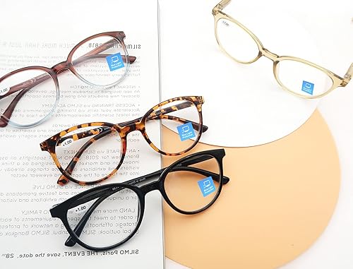 Miniatura 6 de MODFANS Anteojos de lectura para mujer, bloqueo de luz azul, 2.5, bisagras de resorte, antirreflejos, antirreflejos, marco redondo grande, lentes de