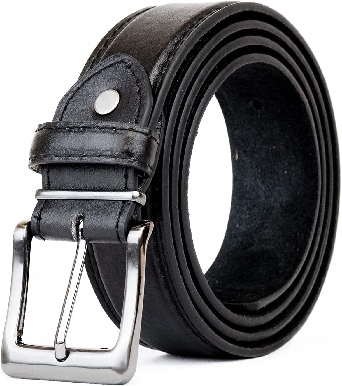 Men Leather Belt Double Stitched leather lined belt for Jeans, Suit, Work and Special Occasion Black/Brown