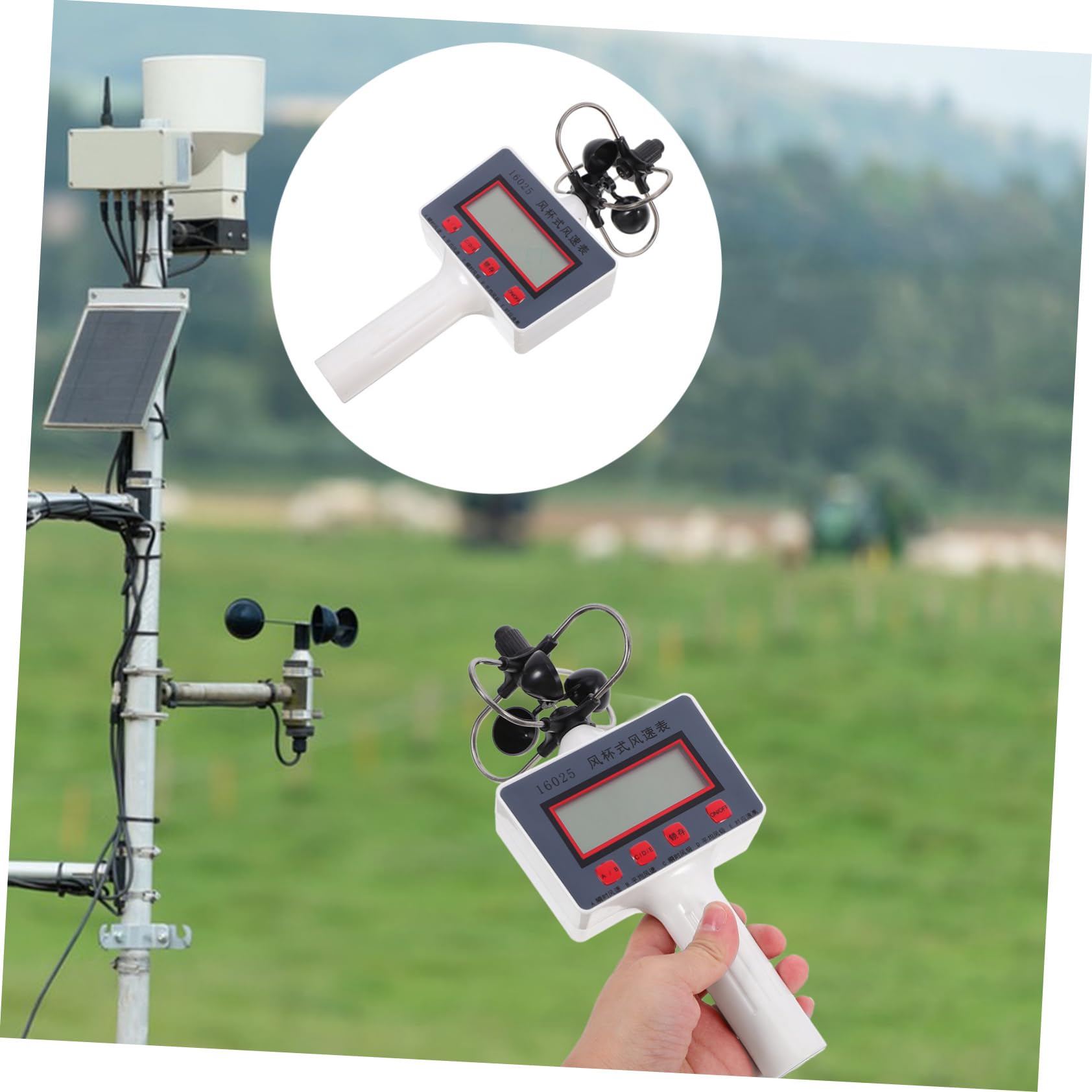 Alipis Anemometro Portatile in Plastica, Misuratore di Velocità del Vento con Display Lcd, Design Compatto Rapido e Preciso per Vento per Uso Professionale e Ambienti Didattici