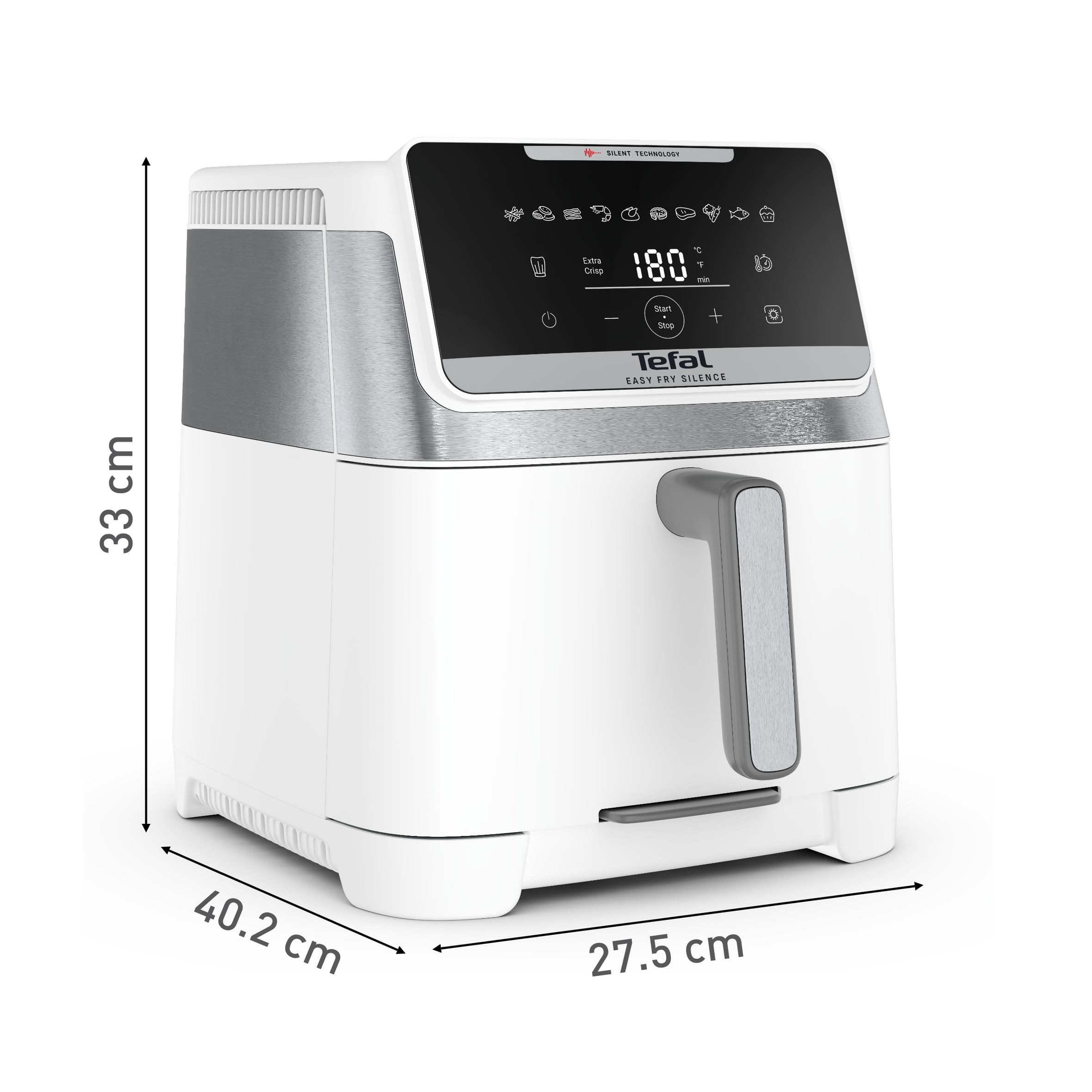 Tefal Easy Fry Silence Heißluftfritteuse, 7 L Fassungsvermögen, Silent-Technologie, 10 voreingestellte Programme, bis zu 8 Portionen… – Ansicht 2