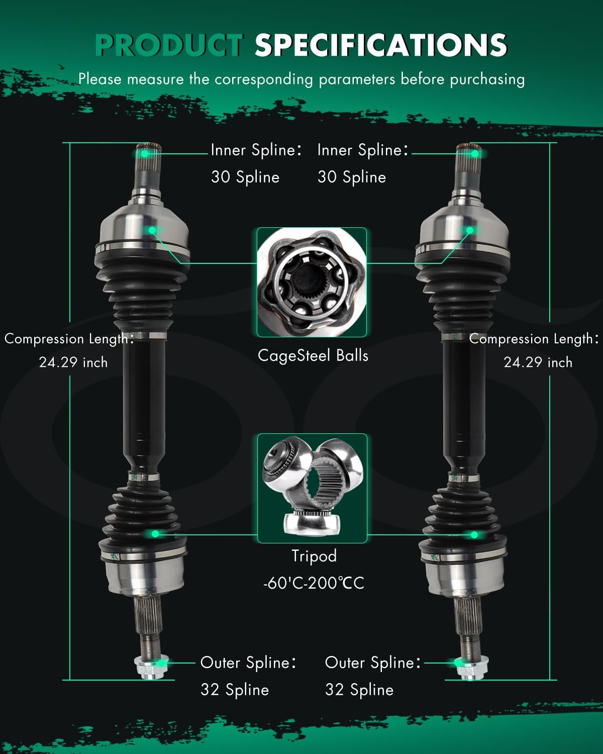 CV Axle Shaft Assembly Front Left Right Fit For Jeep Cherokee 2.4L 2014-2016,For Jeep Cherokee 3.2L 2014-2016