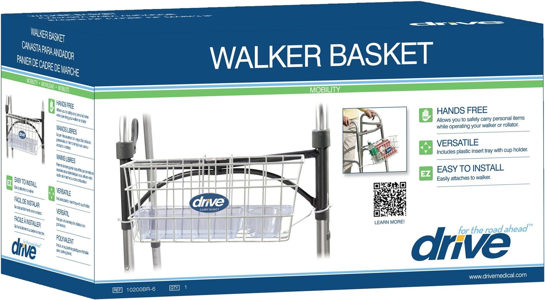 Drive Medical Walker Basket, White