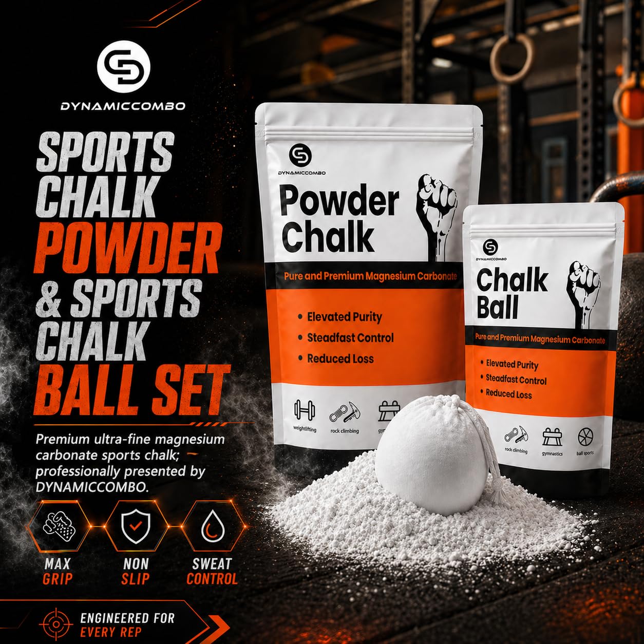 Juego de bolas de tiza y tiza de escalada, sin derrames, para levantamiento de pesas y gimnasia, bolsa de 340 g + bola recargable de 60 g