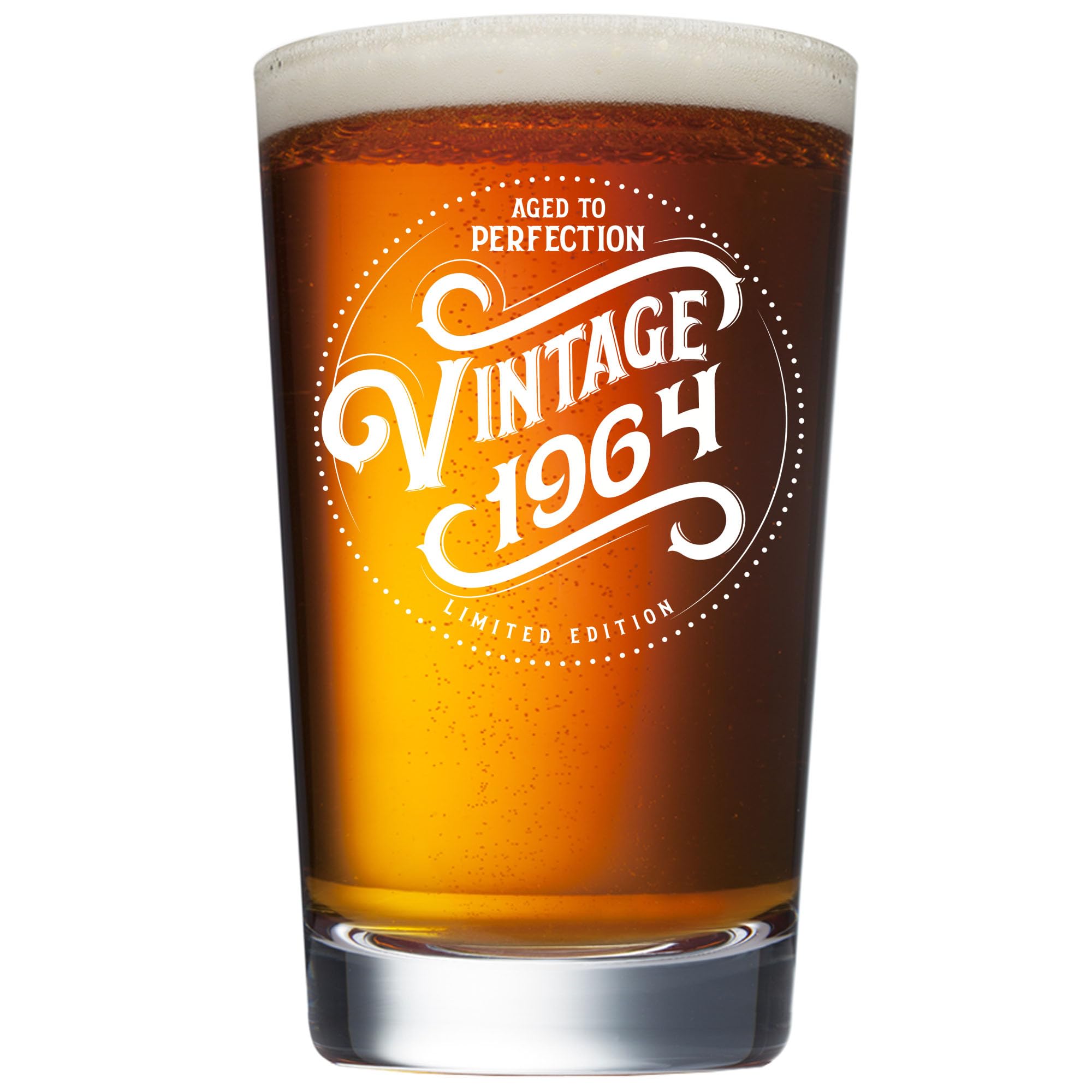 60th Birthday Gifts for Men Women - 1964 Vintage Style 16 oz Beer Glass - 60th Birthday Decorations for Men - Happy Bday Party Supplies - 60 Year Old Gifts for Women - Mens 60th Birthday Gifts Ideas