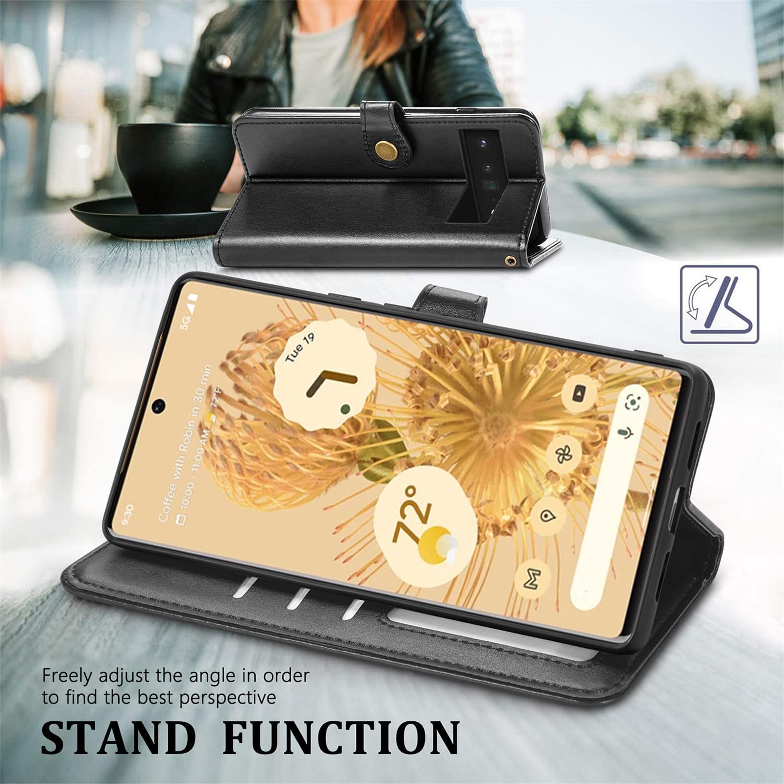 Custodia Portafoglio Per Google Pixel 11 Pro XL/ 11 Pro/ 11, Flip Pelle | Protezione Completa Cover Pieghevole Funzione di Appoggio Guscio Antiurto,Rosso,11 Pro XL